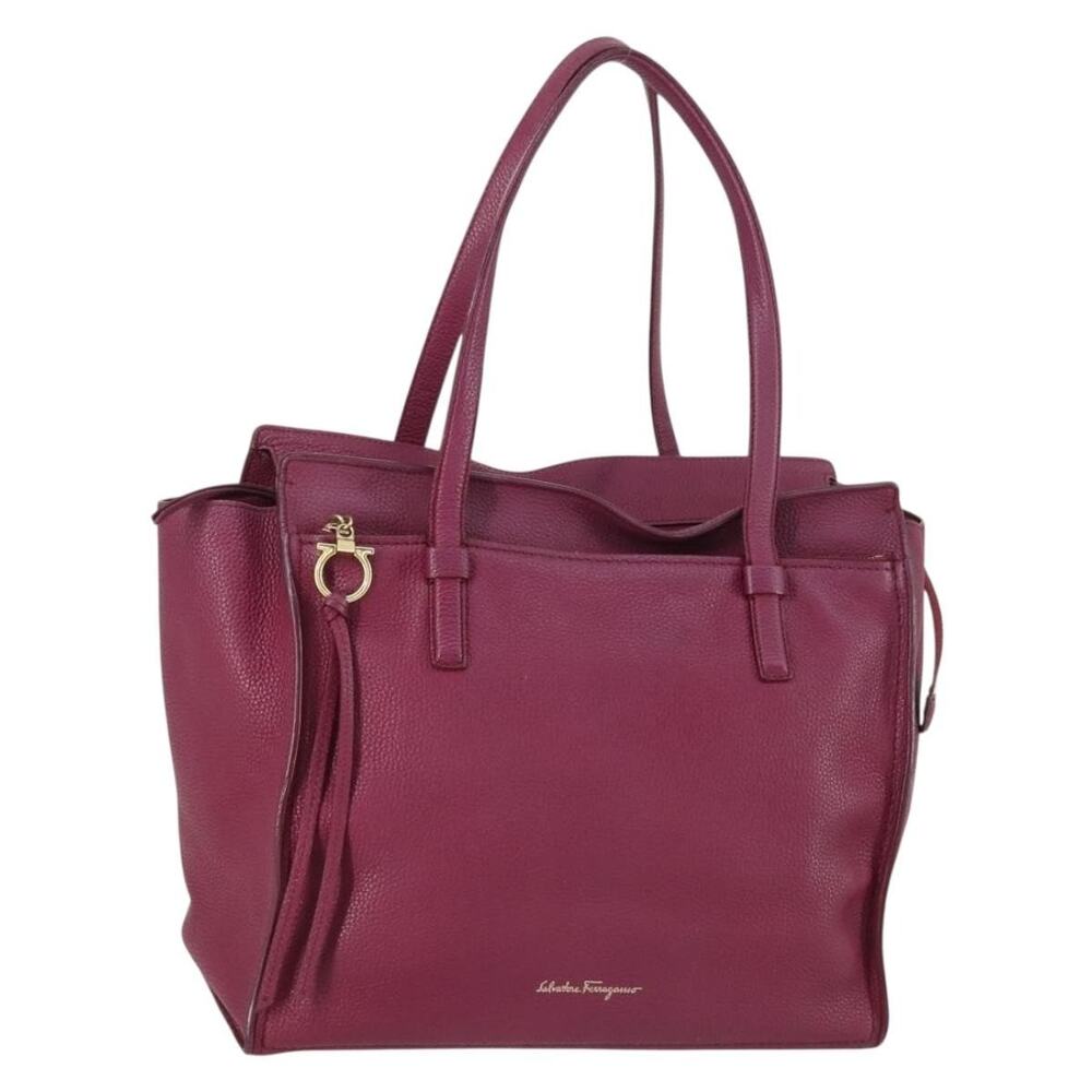 Salvatore Ferragamo Leather Gancini Tote Bag Purple